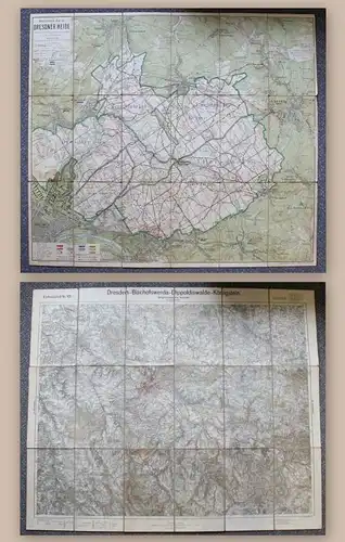 2 alte Landkarten Dresden und Umgebung 1925 & Dresdner Heide Um 1920 Sachsen xz