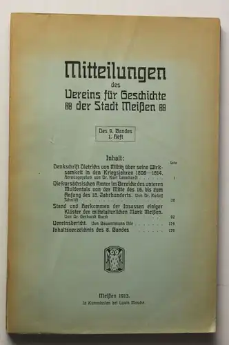 Mitteilungen des Vereins für Geschichte der Stadt Meissen Bd 9 Heft 1 1913 sf