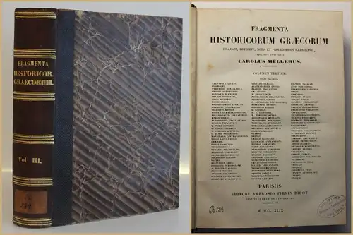 Müllerus Fragmenta Historicorum Graecorum 1849 Bd 3 lateinisch Geschichte sf