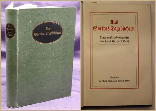 Graf Aus Goethes Tagebüchern 1908 Belletristik Klassiker Literatur Dichter sf