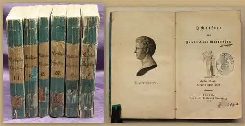 Schrfiten von Friedrich von Matthisson 6 Bde von 8 1835 Bibliotheksausgabe sf