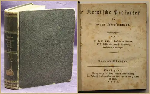 Tafel Römische Prosaiker in neuen Übersetzungen 9. Band 1827 Geschichte sf