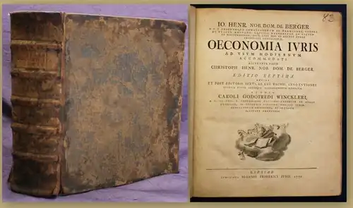 Winckleri Oeconomia Ivris ad vsvm Hodiernvm Accommodati 1771 Geschichte sf