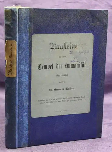 Waldow Bausteine zu dem Tempel der Humanität 1874 Naturwissenschaft Menschen sf