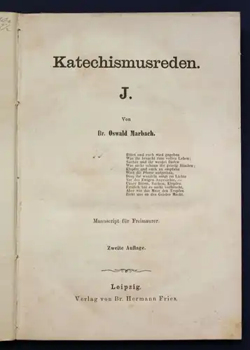 Marbach Katechismusreden 1861Geschichte Religion Glauben Gesellschaft sf