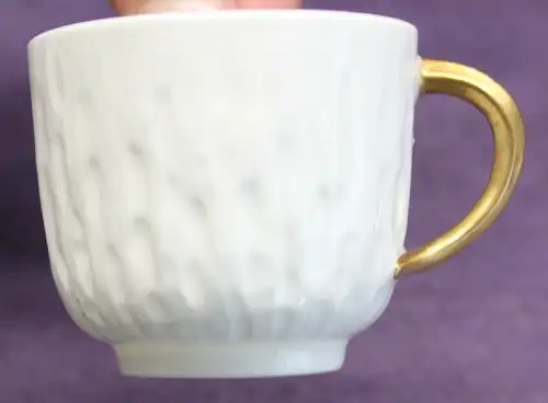 3 Tassen + Zuckerdose mit Baumrindenmuster um 1900 Porzellan Keramik Geschirr sf