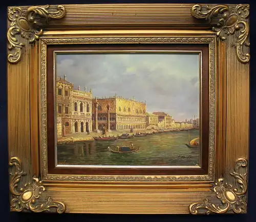 Hanke Blick auf Palazzo Durale o.J. Öl auf Holz Kunst Malerei Technik sf