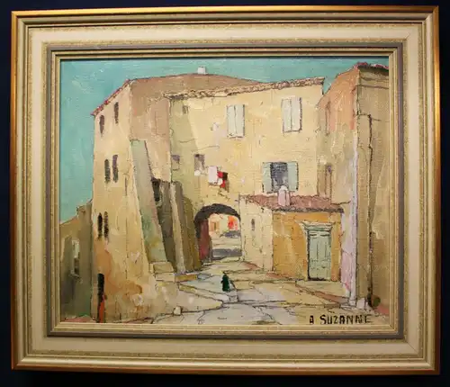 Öl auf Leinwand Andre Suzanne Straße in Menton Südfrankreich Kunst Malerei sf