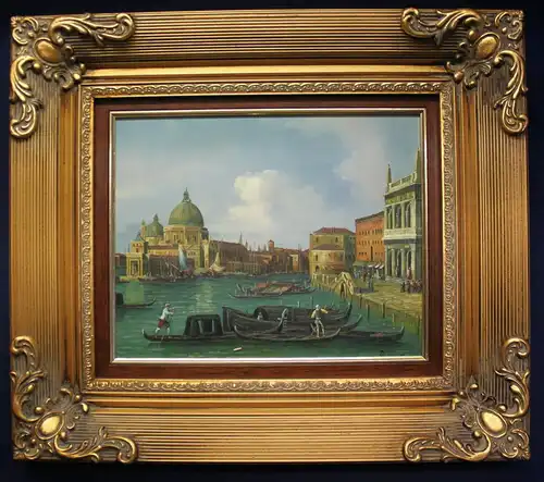Öl auf Holz Venedig Blick auf Basilika St. Maria o.J. Kunst Malerei Technik sf
