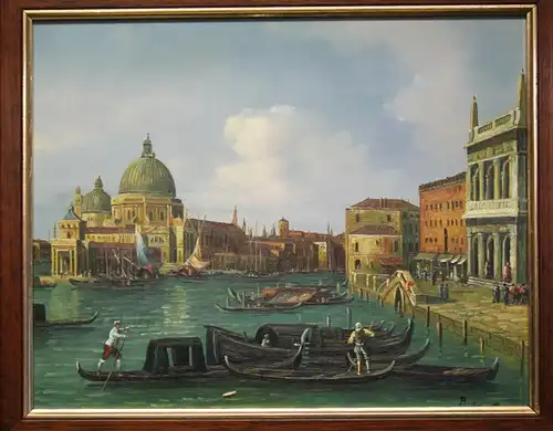 Öl auf Holz Venedig Blick auf Basilika St. Maria o.J. Kunst Malerei Technik sf