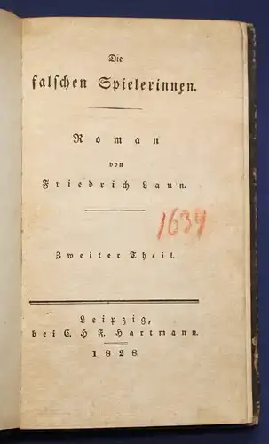 Laun Die falschen Spielerinnen 1828 Roman Literatur Unterhaltung Belletristik sf
