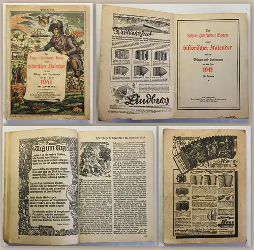 Des Lahrer hinkenden Boten Historischer Kalener 1941 Schwarzwald illustiert xz
