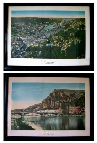 Dinant - Belgien - Maas - um 1910 - 2 riesige lithografische Ansichten - rara