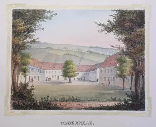 Lithografie Olbernhau Ansicht Sachsen Poenicke Schlösser & Rittergüter um 1855