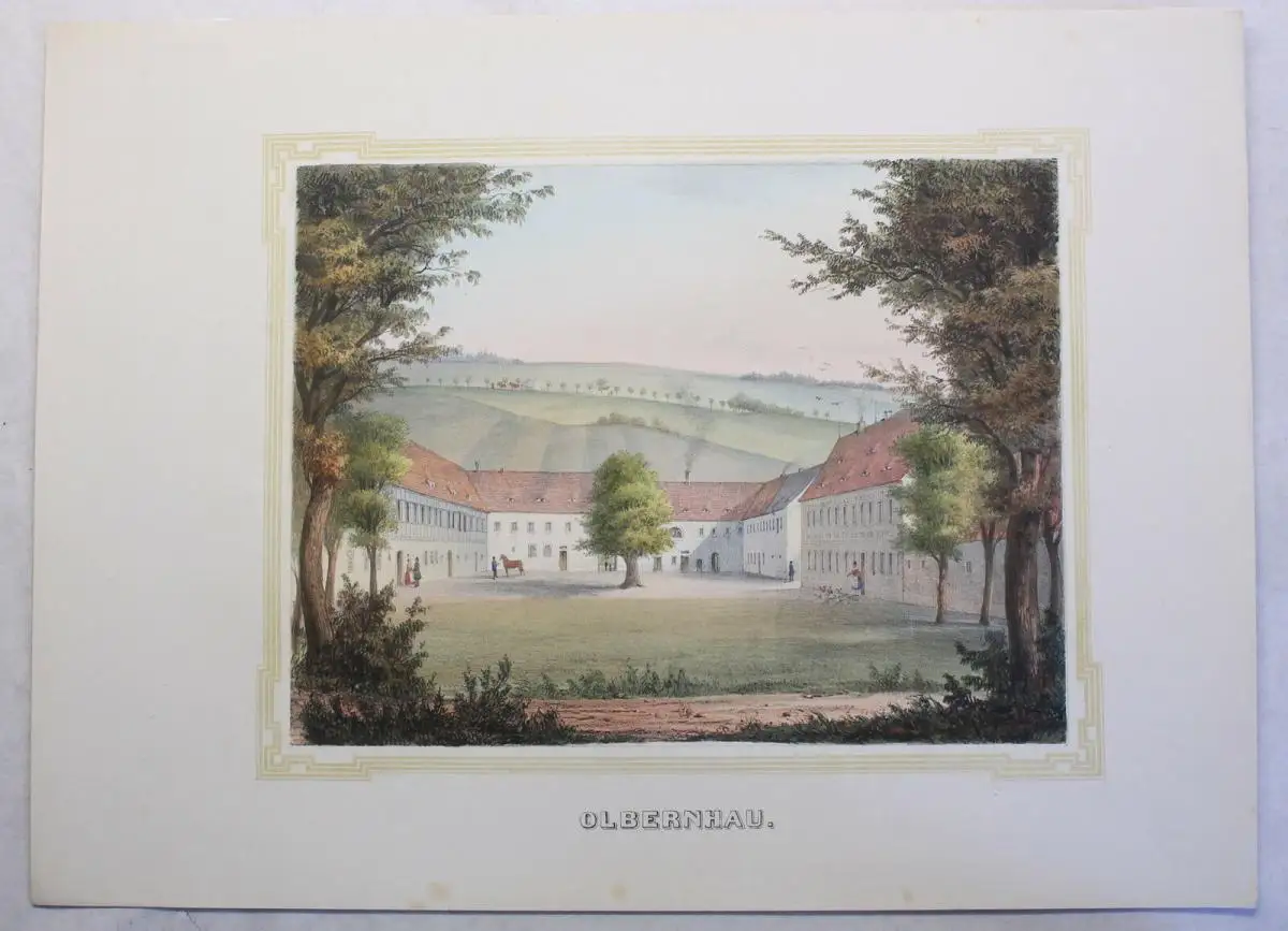 Lithografie Olbernhau Ansicht Sachsen Poenicke Schlösser & Rittergüter um 1855 1