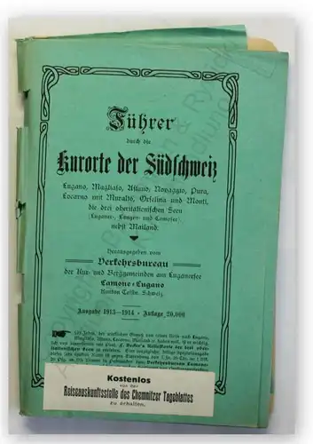 Führer durch die Kurorte der Südschweiz 1914 Landeskunde Ortskunde Geographie sf