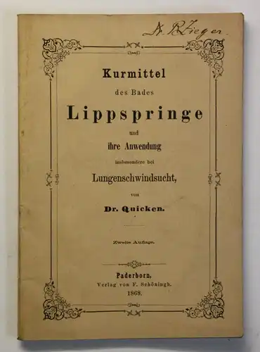 Original Prospekt Kurmittel des Bades Lippspringe 1868 NRW Teutoburger Wald xz