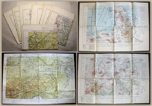 Konvolut 6 Luftfahrtkarten Östereich Stuttgart Nürnberg Hamburg Frankfurt uW xz