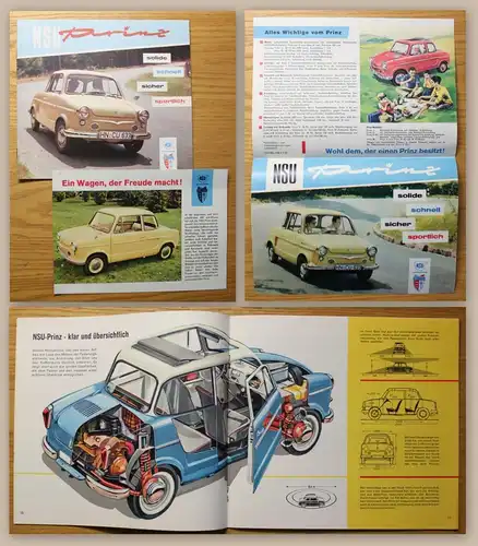 Orig. Werbeprospekt + 1 Werbeblatt NSU Prinz um 1960 Audi Auto Union Automobil