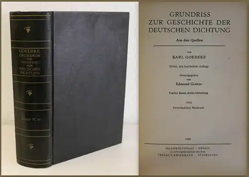 Goedeke Grundriss zur Geschichte der Deutschen Dichtung 1955 Literaturgeschichte