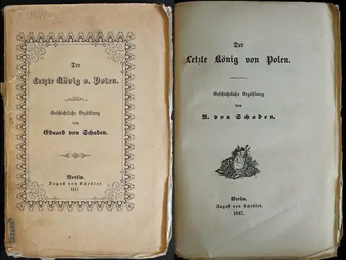 Schaden Der letzte König von Polen EA 1847 original Broschur rara Geschichte
