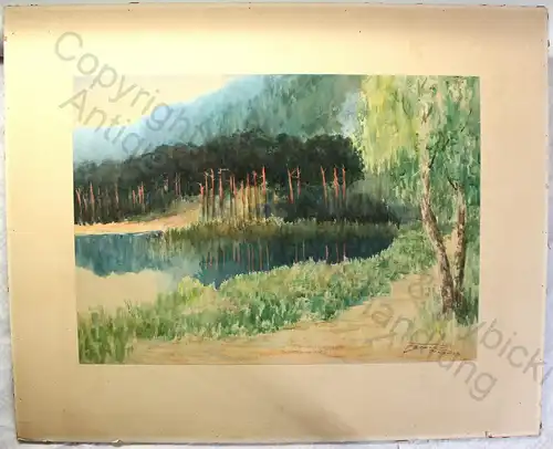 Ferdinand Brandt (geb. 1861) Aquarell Waldsee um 1900 Kunst Maler Dresden xz