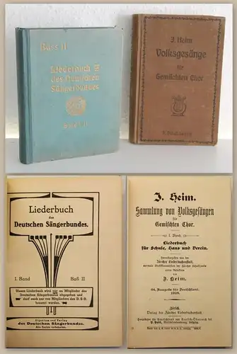 Liederbuch des Deutschen Sängerbundes Baß II um 1920 Beigabe Volksgesänge xy