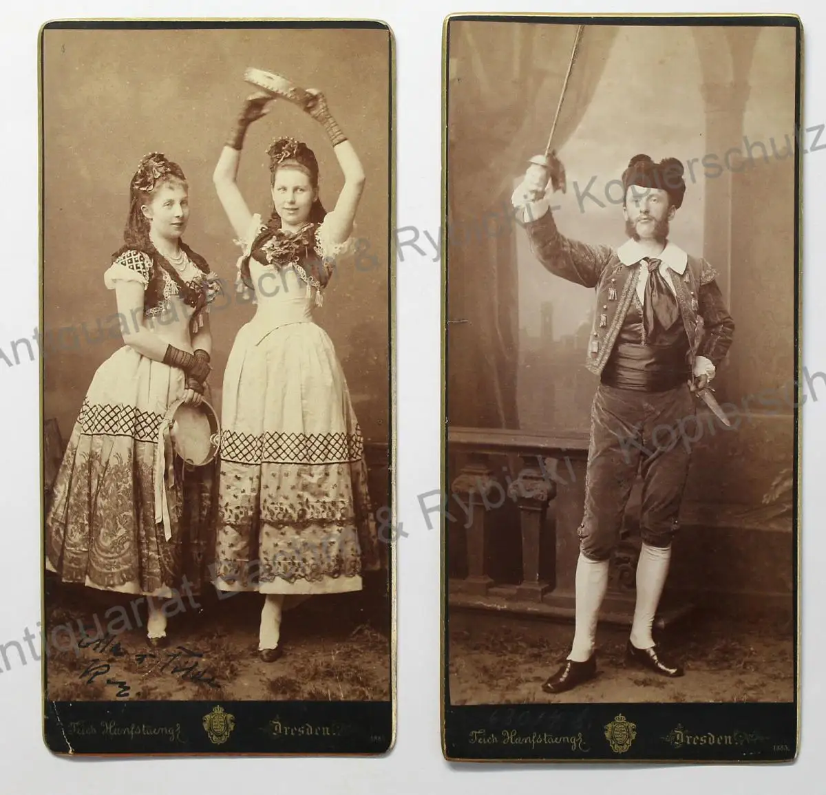 2 Fotografien Hanfstaengl Dresden 1885 Porträt Ernst v. Seydewitz & Ehefrau Ella 0