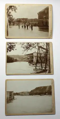 3 Orig. Fotografien Hochwasser Rottwerndorf 1897 Pirna Sachsen Überschwemmung xz