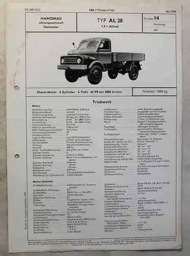 Werbeblatt Broschüre Hanomag AL28 Allrad Lastwagen Transporter Pritsche 1958 xz