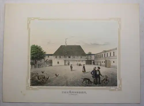 Lithografie Schönbrunn Poenicke Schlösser & Rittergüter um 1855 Ansicht Sachsen