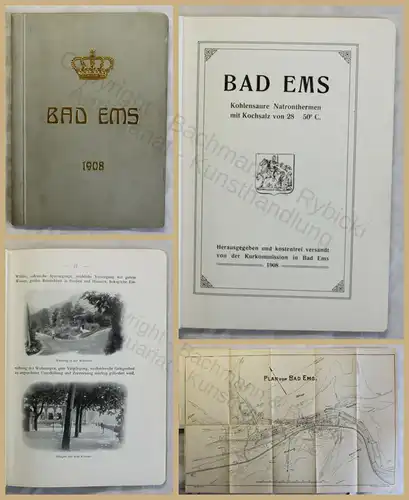 Orig. Prospekt Bad Ems 1908 Rheinland Pfalz Ortskunde Landeskunde Geografie xy