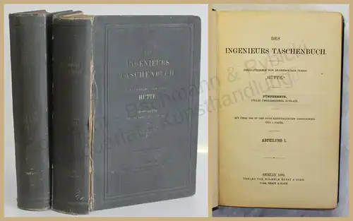 Hütte Des Ingenieurs Taschenbuch 2 Bde 1892 Wissen Studium Mechanik Mathe xy