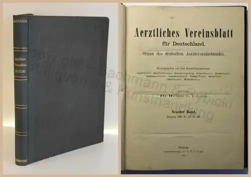 Heinze Ärztliches Vereinsblatt für Deutschland 9.-11. Band 1882-1884 Zeitschrift