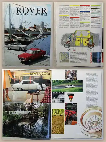 Werbeprospekt Broschüre Rover 2000 & 3-Liter Modelle um 1965 Automobil Oldtimer