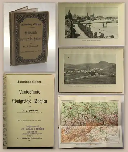Sammlung Göschen Zemmrich Landeskunde Sachsen 1905 Saxonica mit Karte xz