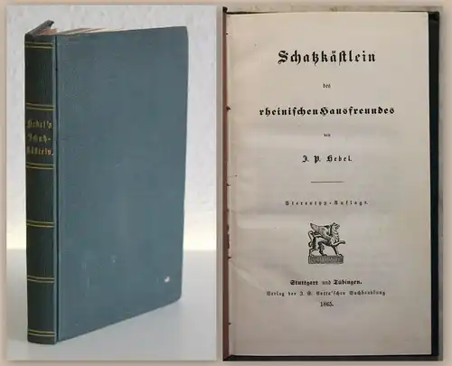 Hebel Schatzkästlein des rheinischen Hausfreundes 1865 Aufsätze Erzählungen xz