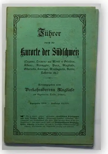 Führer durch die Kurorte der Südschweiz 1908 Ortskunde Landeskunde Geografie xy