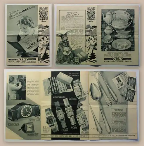 Wenz Werbeprospekt Werbeblatt Geschenke Uhren Schmuck Besteck um 1930 Art Deko