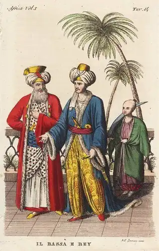 Kupferstich Afrika Ägypten Nordafrika Kostüm 1825 Bernieri handkoloriert Grafik