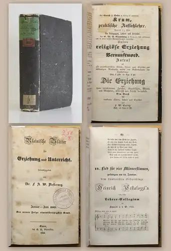 Diesterweg Rheinische Blätter Erziehung & Unterricht 1845 Pädagogik Pestalozzi