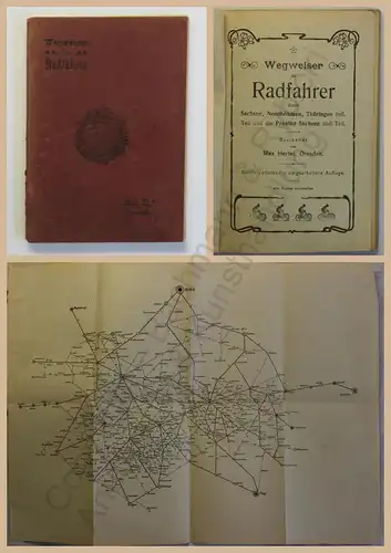 Hertel Wegweiser für Radfahrer durch Sachsen, Nordböhmen, Thüringen um 1890 xz