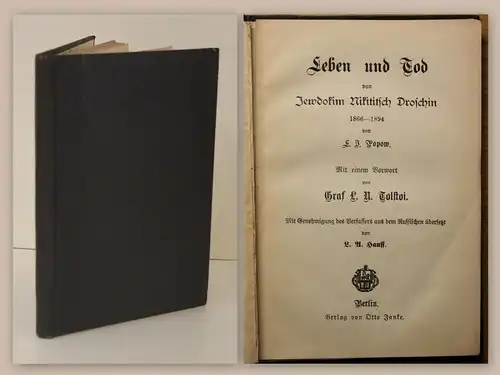 Popow Leben & Tod von Jewdokim Nikititsch Droschin Vorwort von Tolstoi 1895 xz