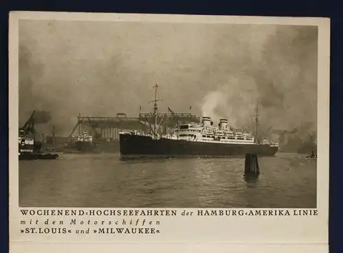 Original Speisekarte der Hamburg - Amerika Linie um 1930 Kartenbrief Seefahrt sf