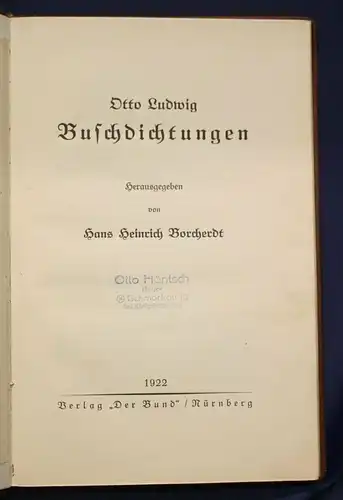 Borcherdt Otto Ludwig's Buschdichtungen 1922 Saxonica Meißen Geschichten sf