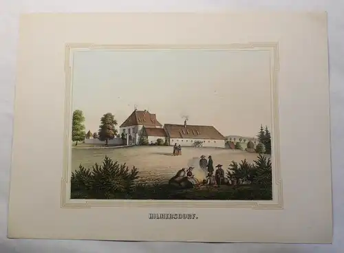 Lithografie Hilmersdorf Ansicht Sachsen Poenicke Schlösser Rittergüter um 1855