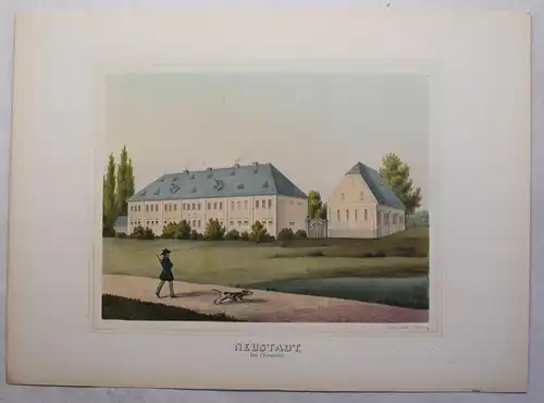 Lithografie Neustadt Chemnitz Poenicke Schlösser Rittergüter um 1855 Sachsen xz