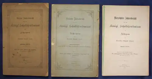 Israel 3 Hefte Jahresbericht königl. Schullehrerseminar Zschopau um 1875 sf