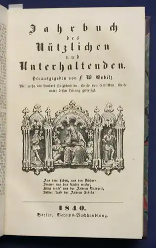 Gubitz Jahrbuch des Nützlichen und Unterhaltenden Jhg 39-41 1839 Geschichte sf