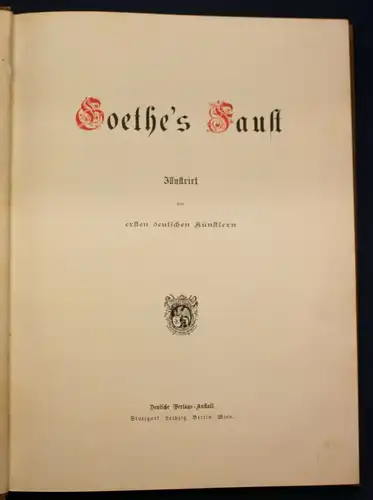 Goethe Faust Prachtausgabe um 1890 Dämonen Mephisto Mephistopheles Teufel sf